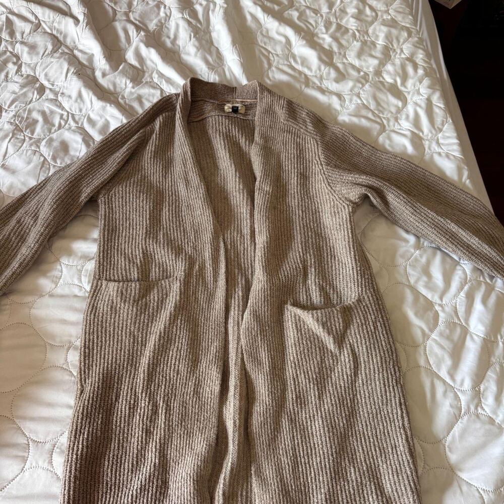 Cozy neutral taupe cardigan from